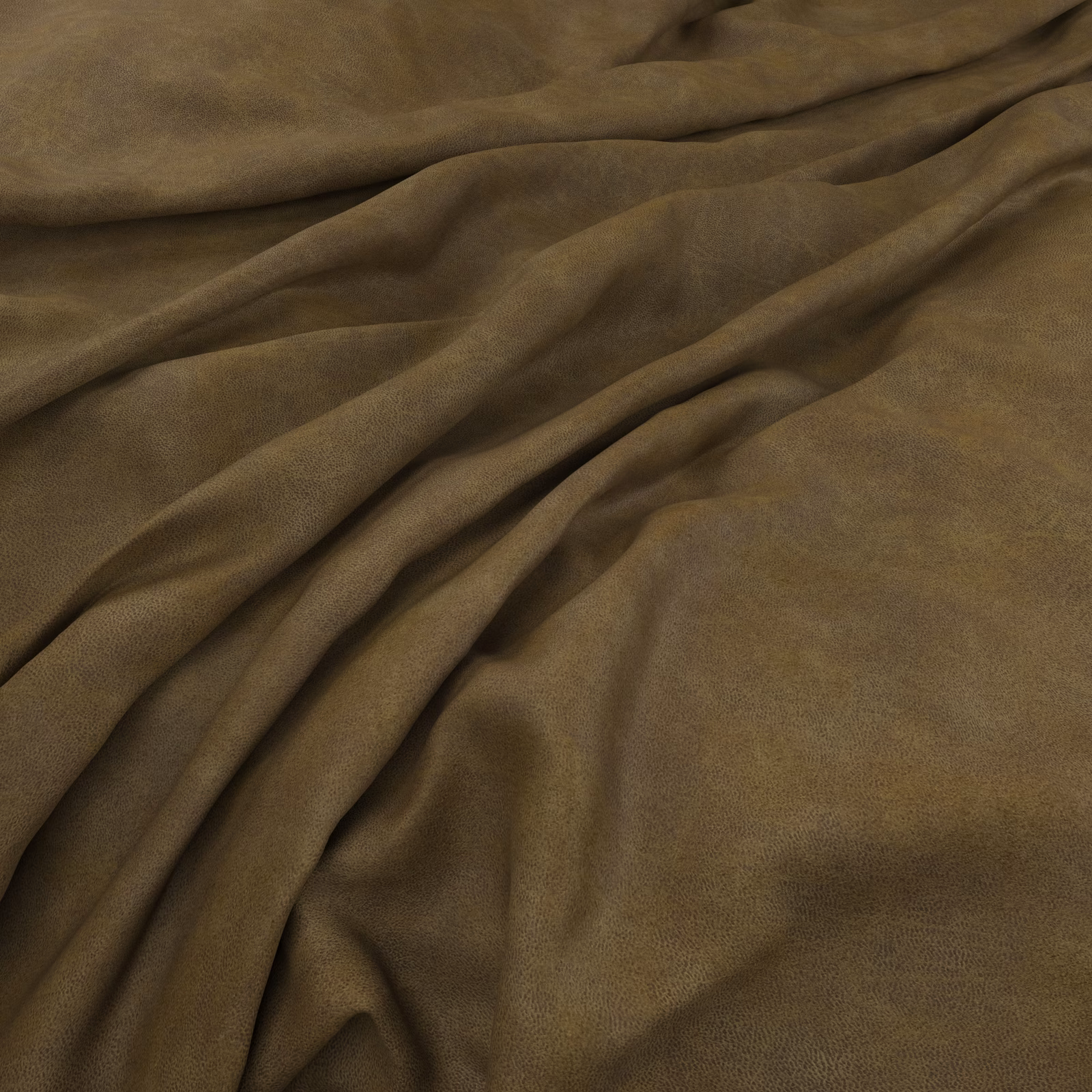Deep olive-brown plain fabric with softly brushed nap in fluid folds