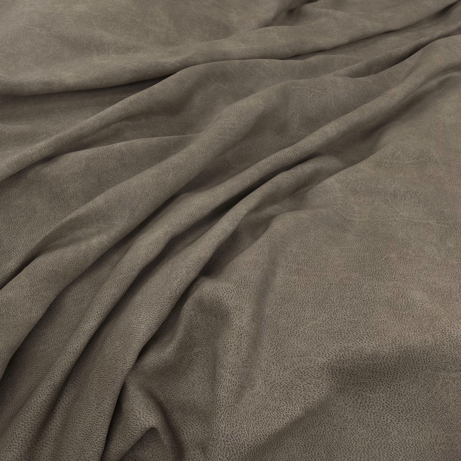 Deep mushroom-taupe textile with fine pebbled texture falling into soft folds