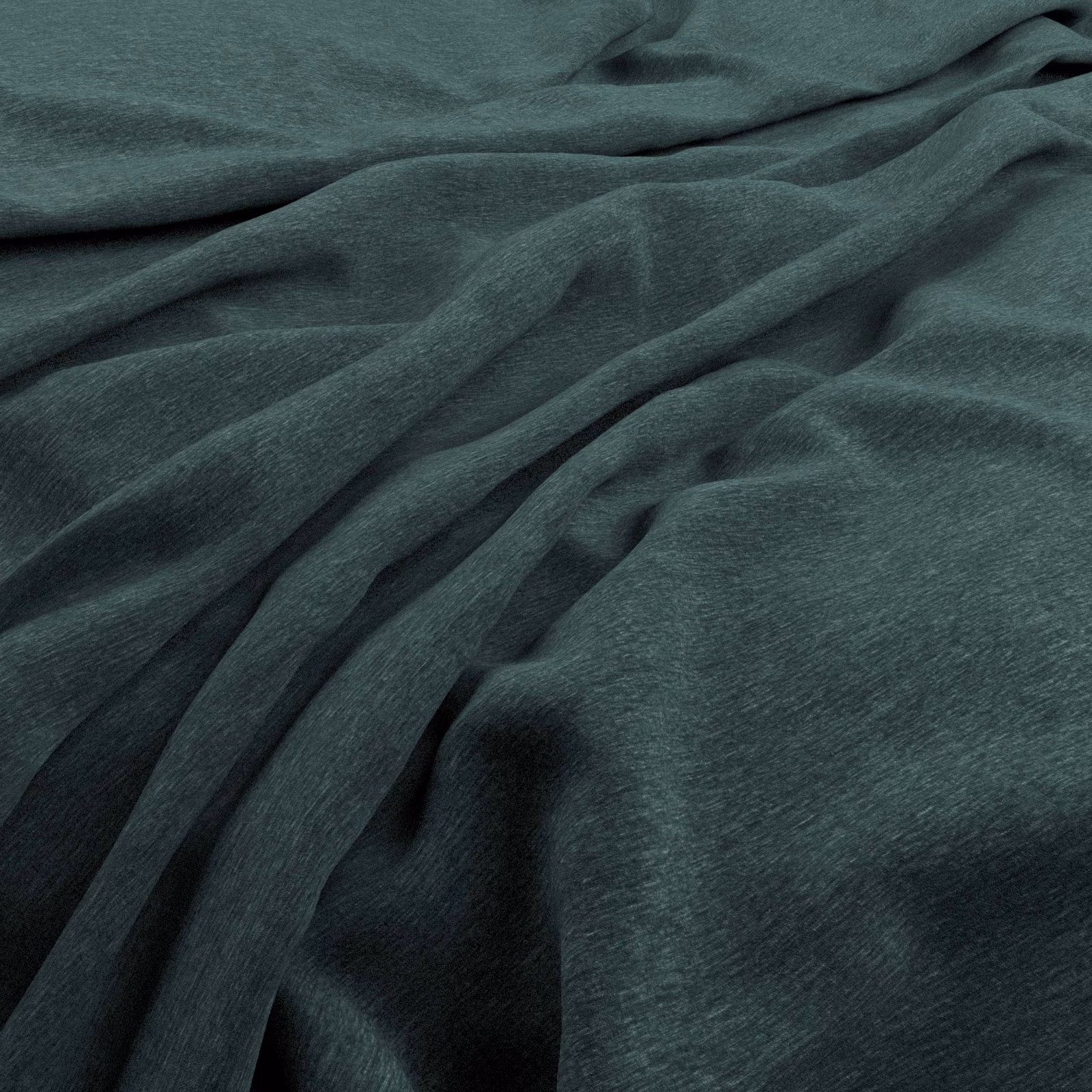 Deep Atlantic teal velvet with rippled folds and softly shifting highlights