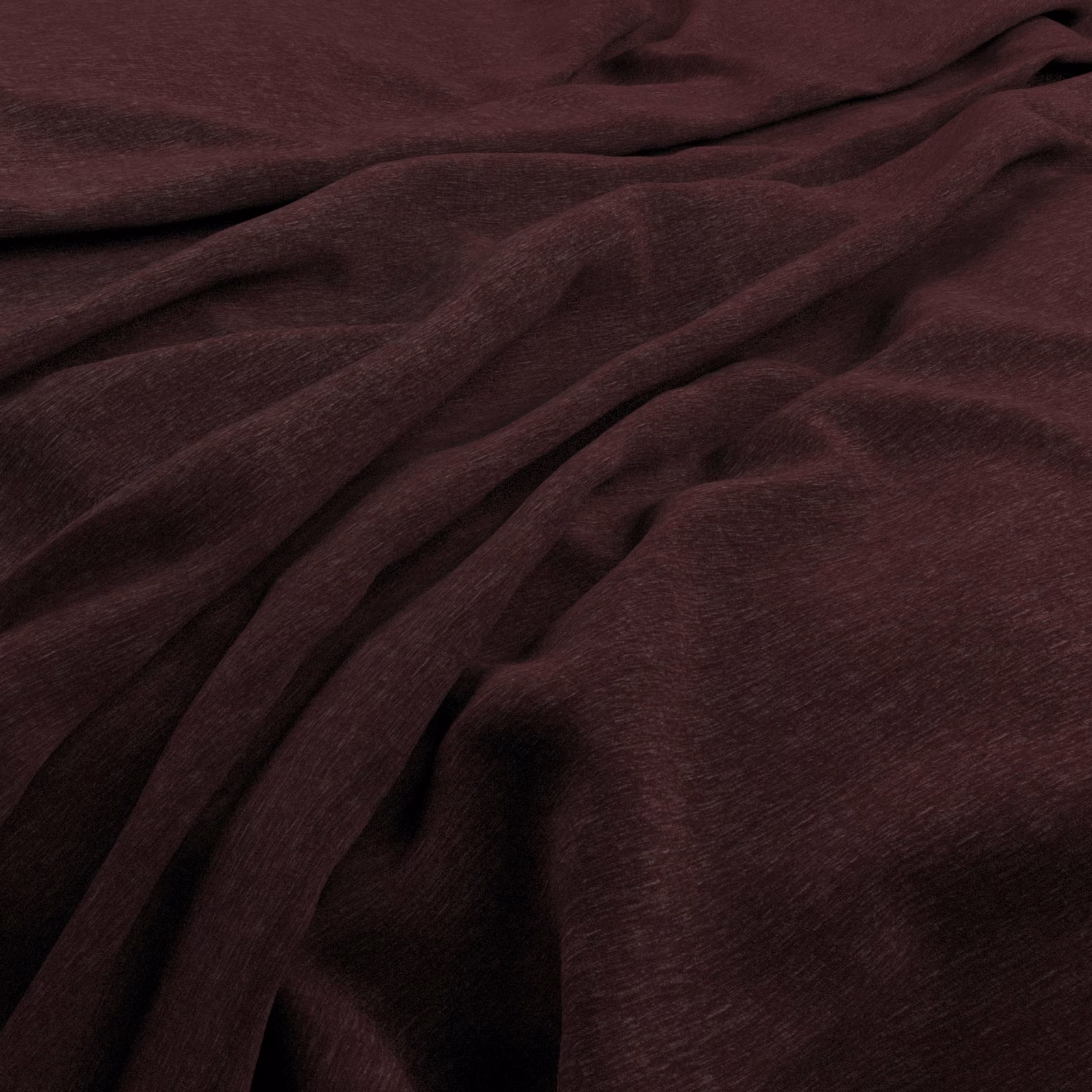 Deep Bordeaux burgundy velvet with directional sheen and near-black folded shadows
