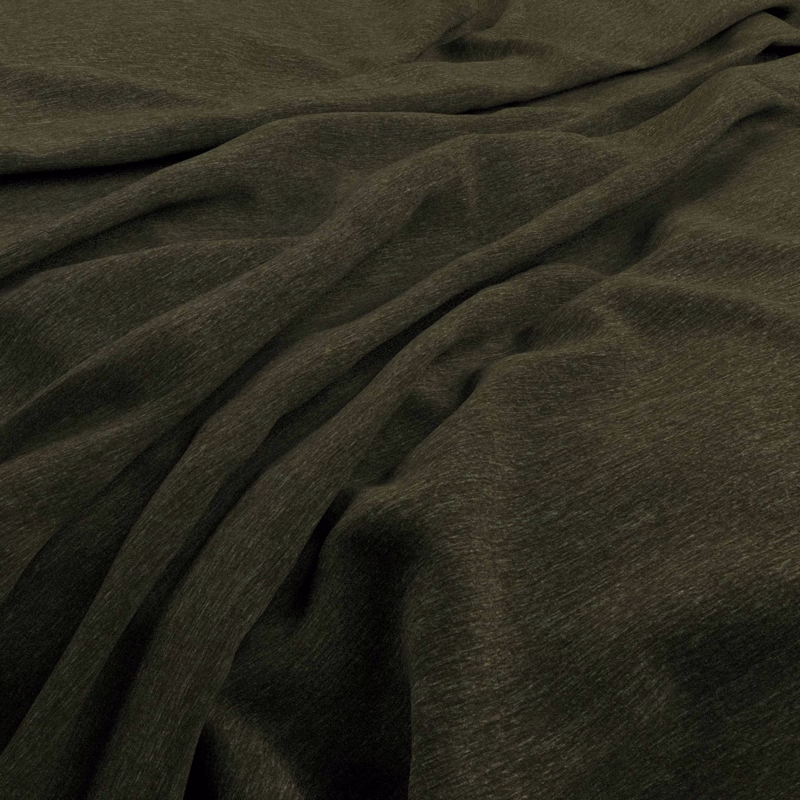 Deep lichen olive velvet folds with a soft nap and subtle directional sheen