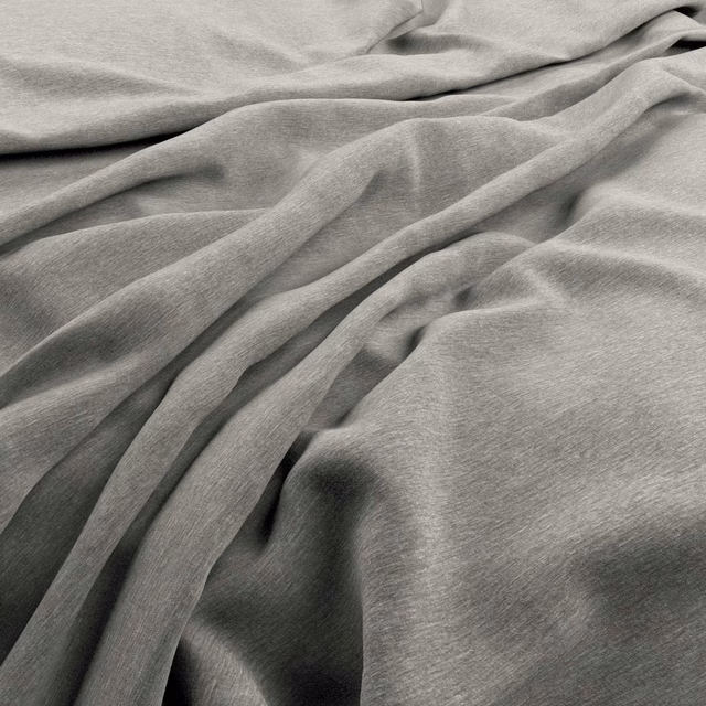 Cool silver-grey velvet fabric draped in folds with subtle brushed sheen