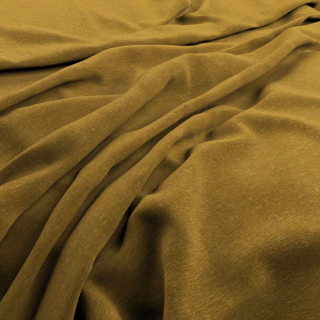 Burnished turmeric-gold velvet showing directional pile and deep shadowed folds