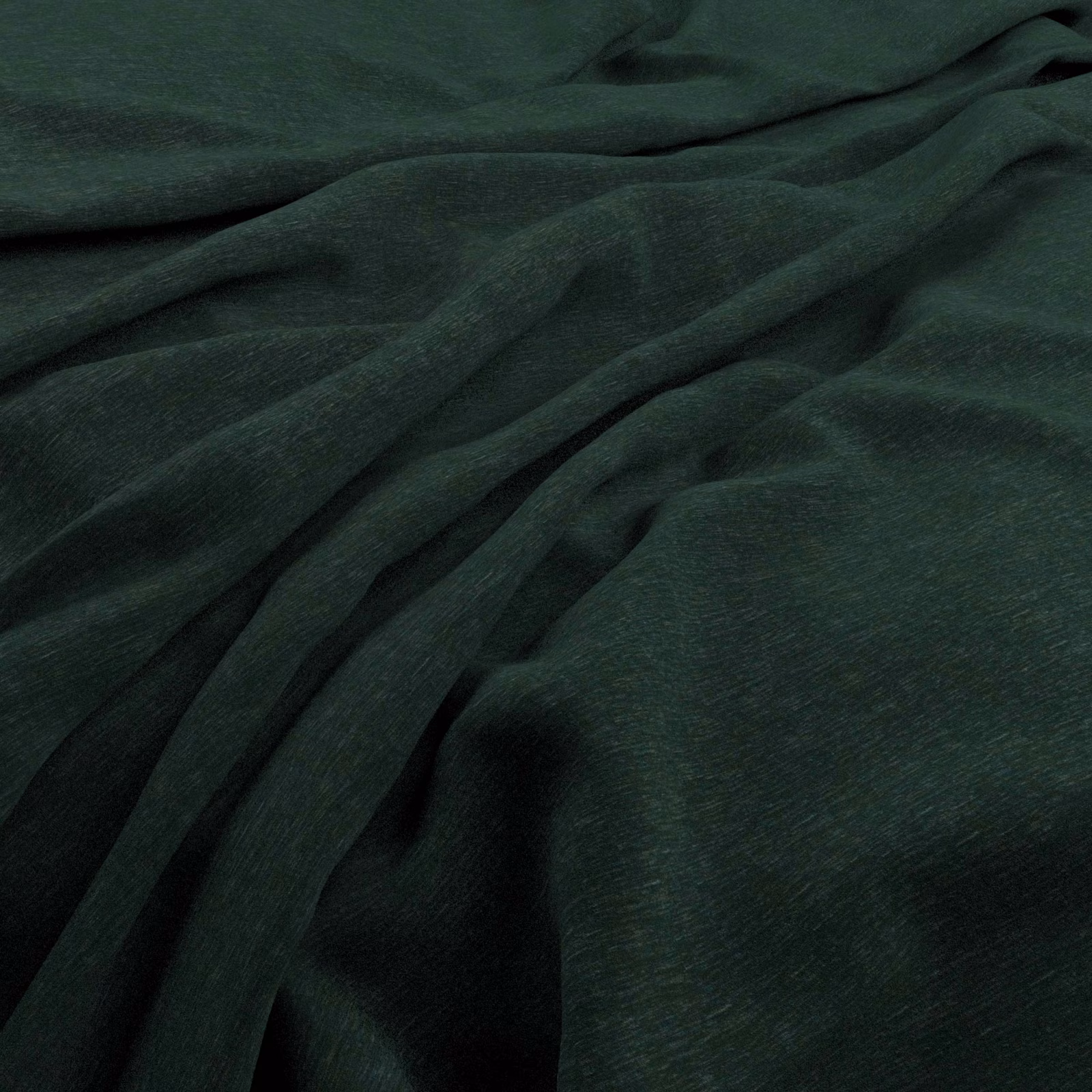 Deep viridian green velvet draped in folds with subtle directional sheen