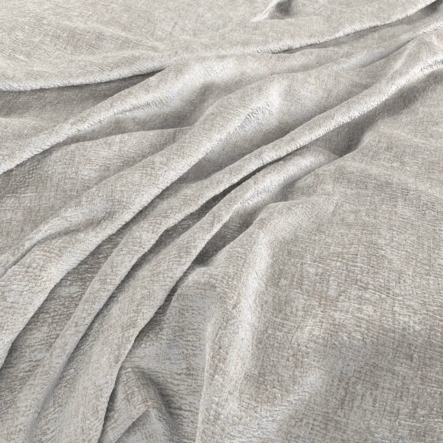 Pale alabaster ivory fabric with fine crosshatch texture and softly silvered folds