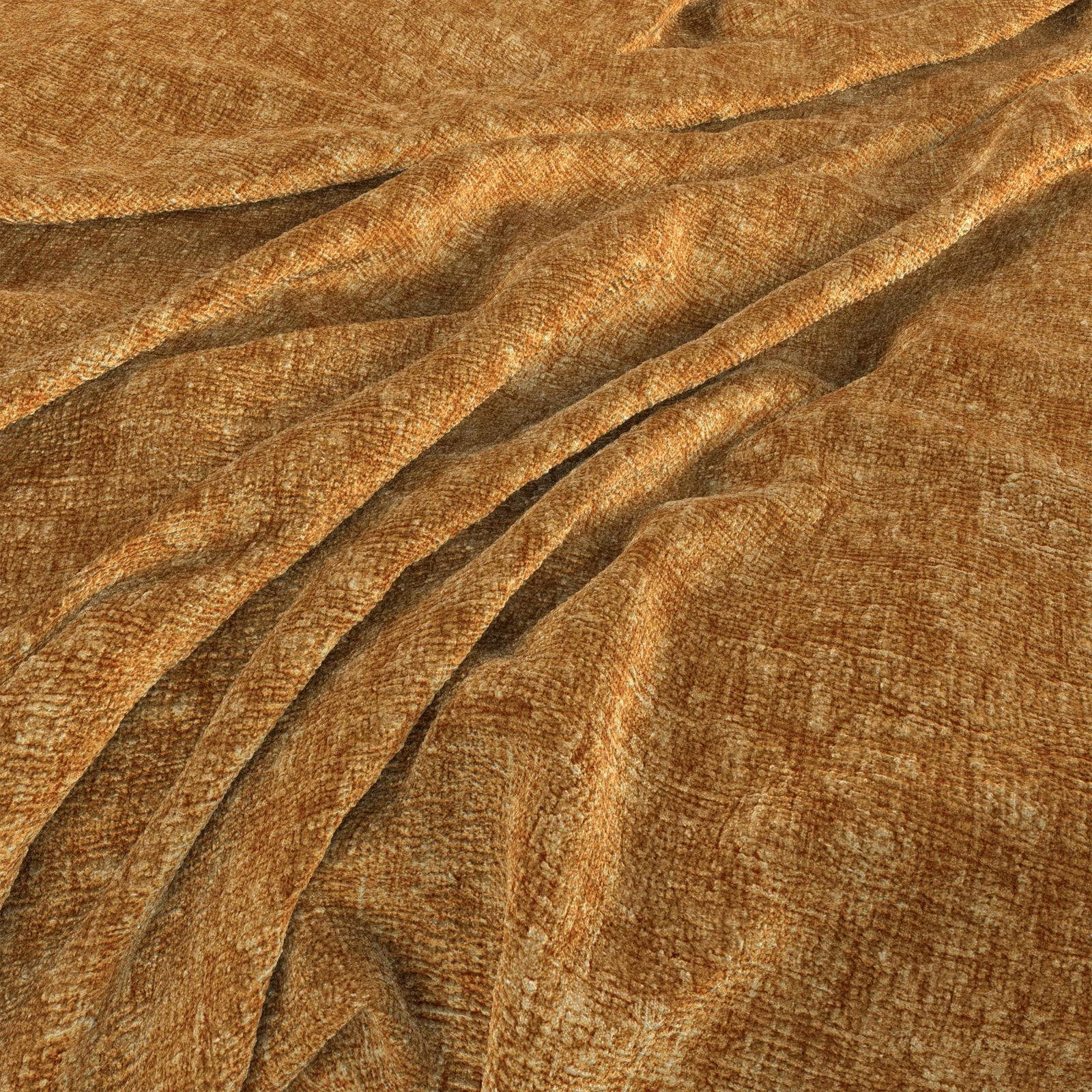 Burnt ochre Verbier fabric with fine woven texture and softly catching folds