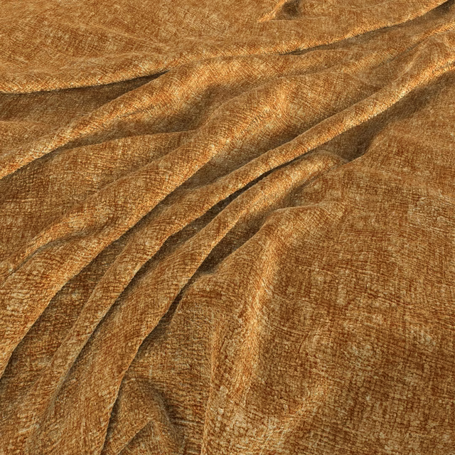Burnt ochre Verbier fabric with fine woven texture and softly catching folds