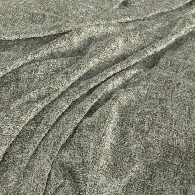 Muted celadon green-grey fabric with a fine crosshatched weave draped in soft folds