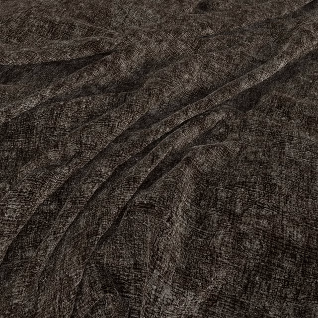 Dark charcoal-brown Verbier fabric showing fine irregular weave across softly folded cloth.