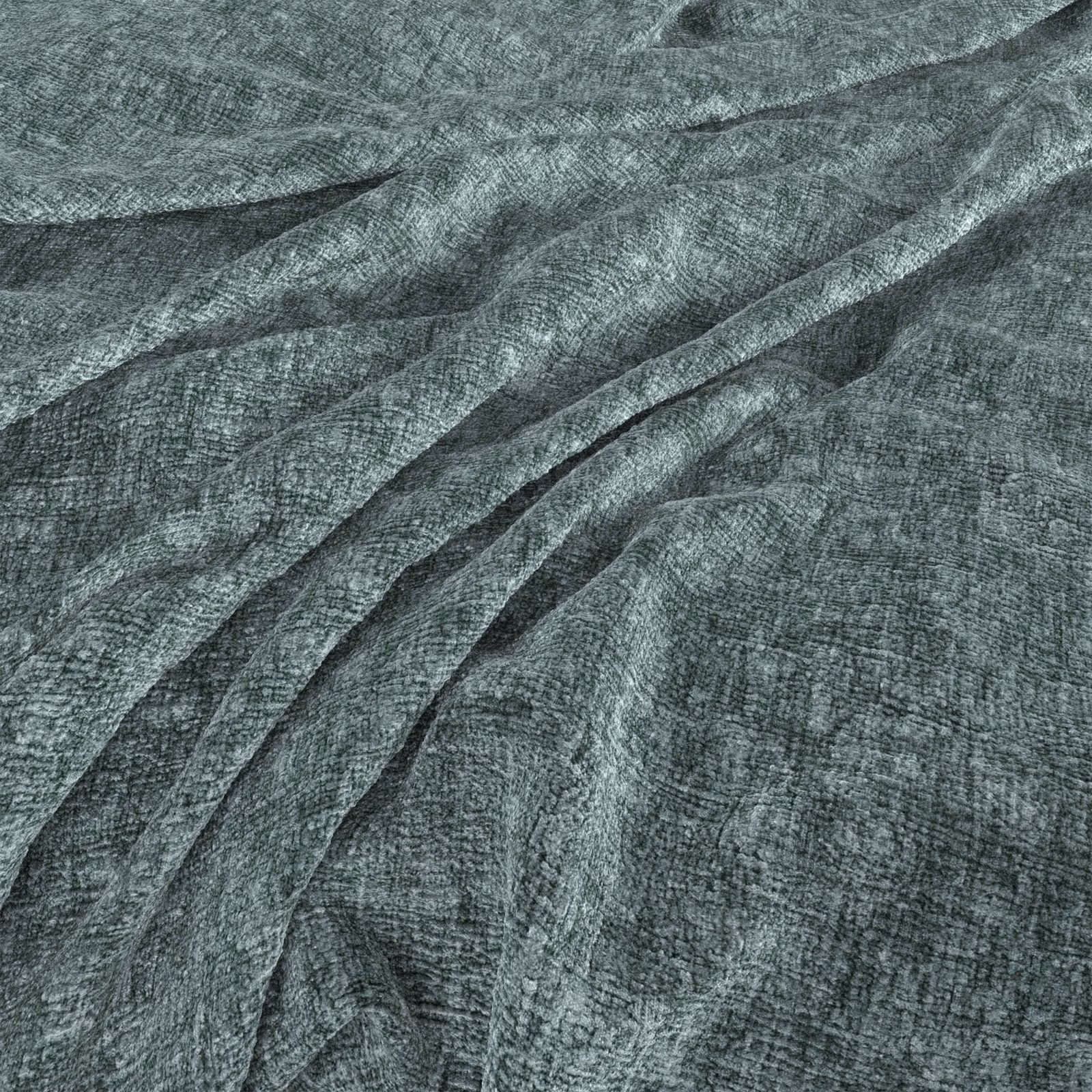 Muted blue-green woven cloth with rippled folds and fine crosshatch texture