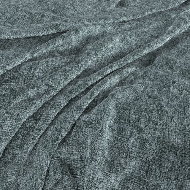 Muted blue-green woven cloth with rippled folds and fine crosshatch texture
