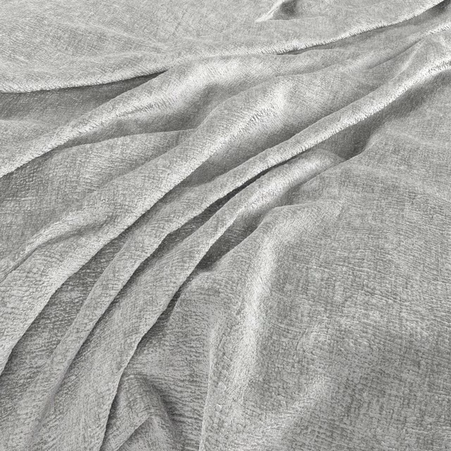 Draped pale sea-mist grey fabric with a softly nubby woven texture and silvery folds