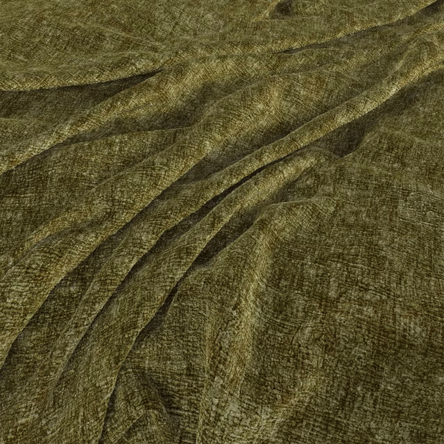 Deep olive-green textured fabric with moss highlights and dark rippled folds