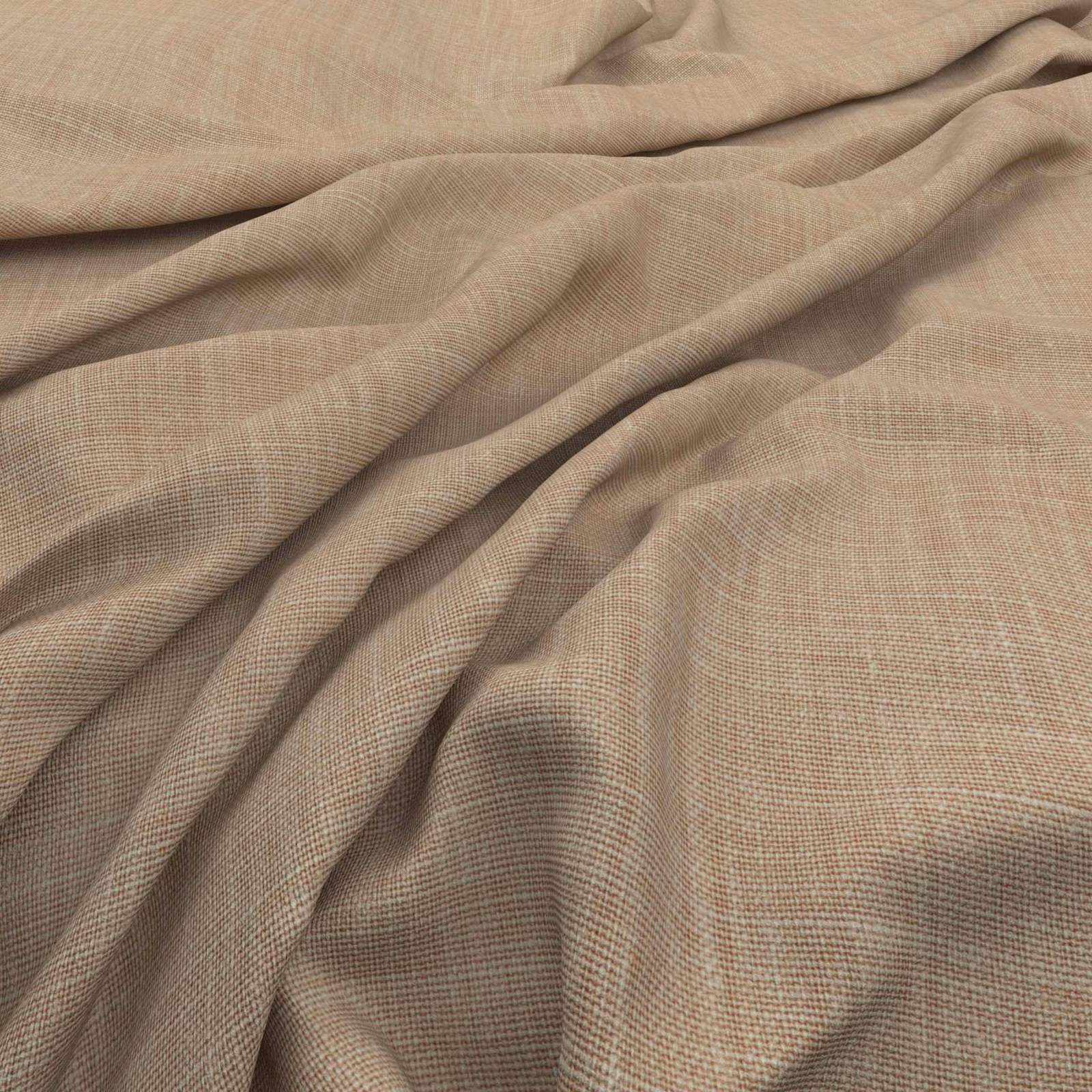 Muted blush-taupe fabric with a fine crosshatch weave arranged in soft folds