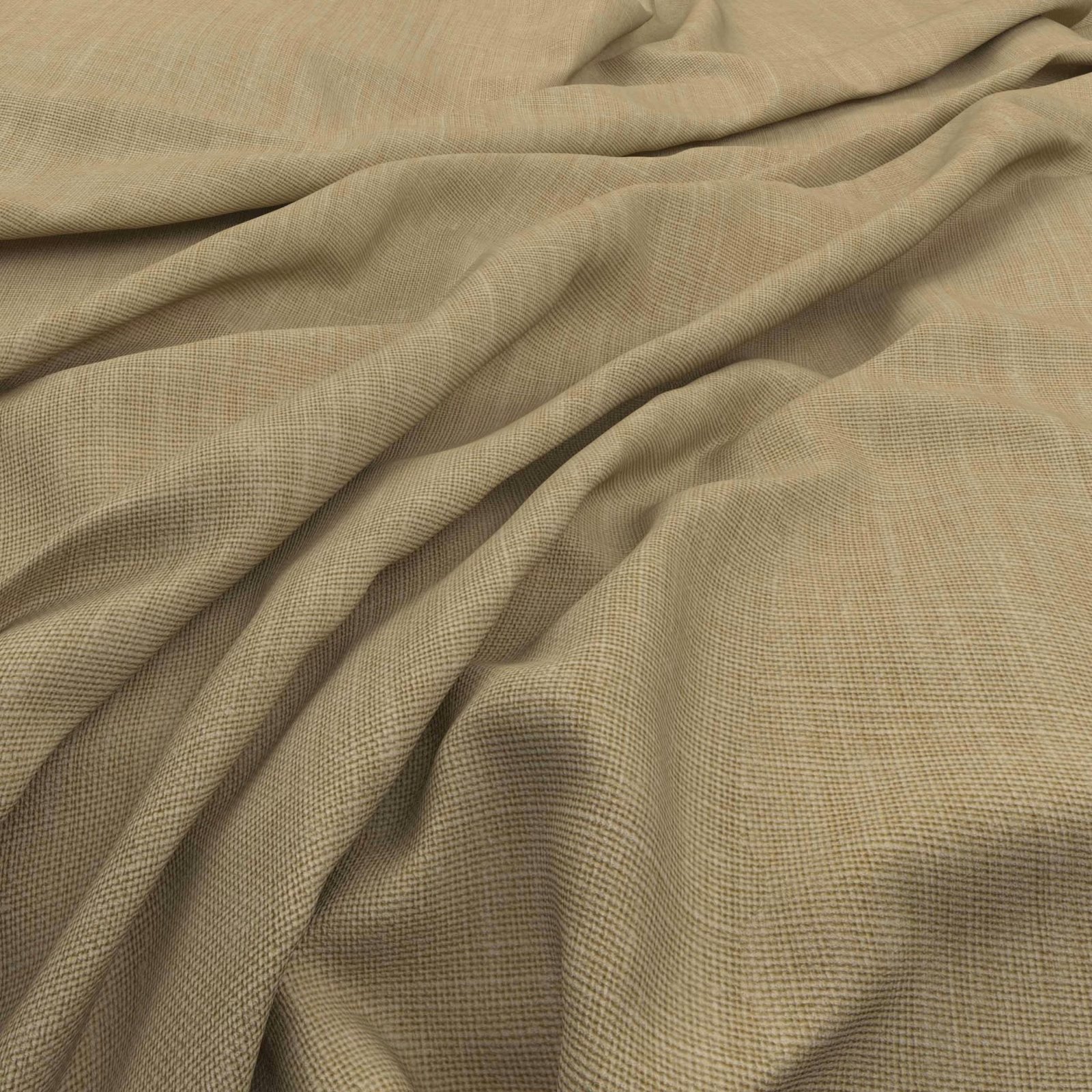 Warm papyrus-beige fabric showing a fine crosshatched weave in soft draped folds
