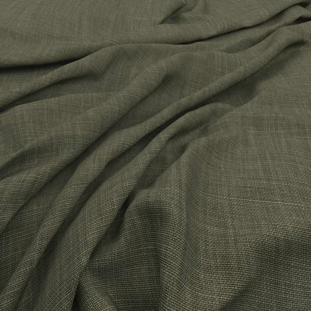 Muted sage-green fabric with a fine crosshatched weave falling into soft folds