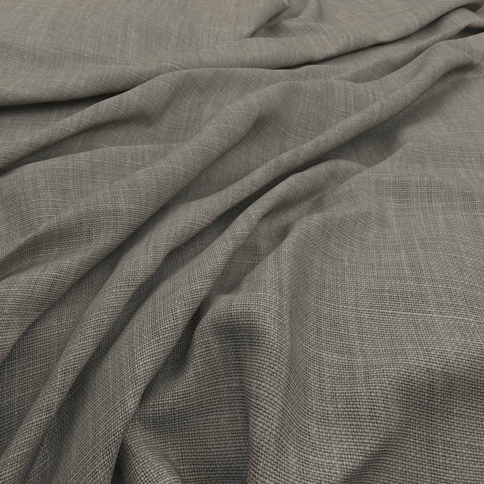 Smoky grey fine crossweave gathered into soft, fluid fabric folds