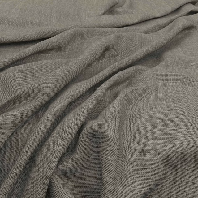 Smoky grey fine crossweave gathered into soft, fluid fabric folds