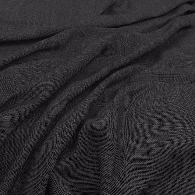 Dark charcoal-grey fine crosshatch weave falling in soft, rippling folds