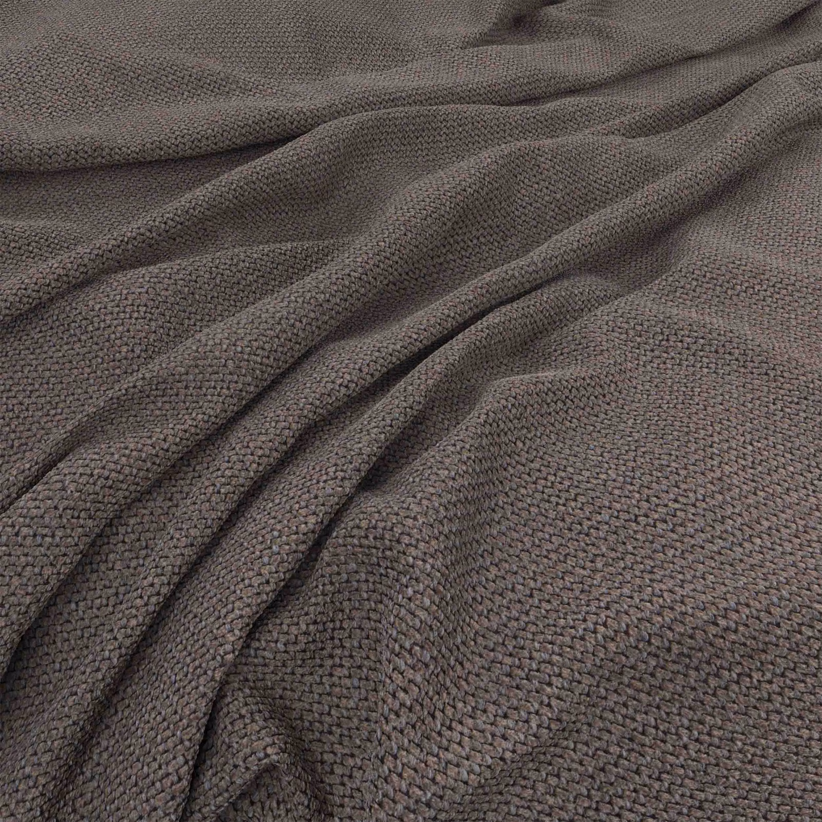 Deep charcoal-taupe Wacca textile showing a small pebbled weave across soft folds