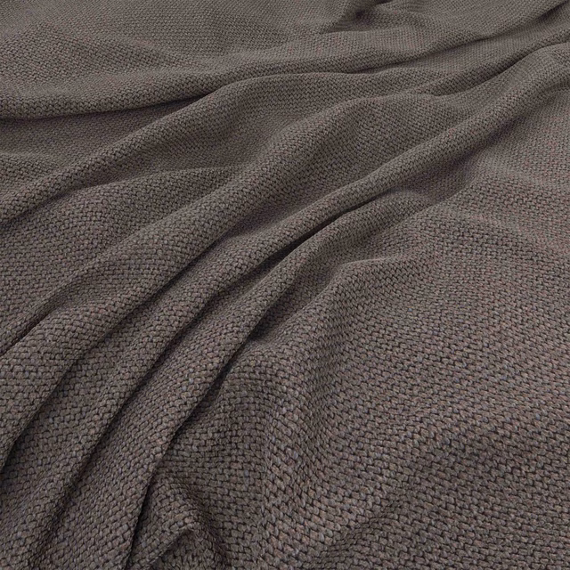 Deep charcoal-taupe Wacca textile showing a small pebbled weave across soft folds