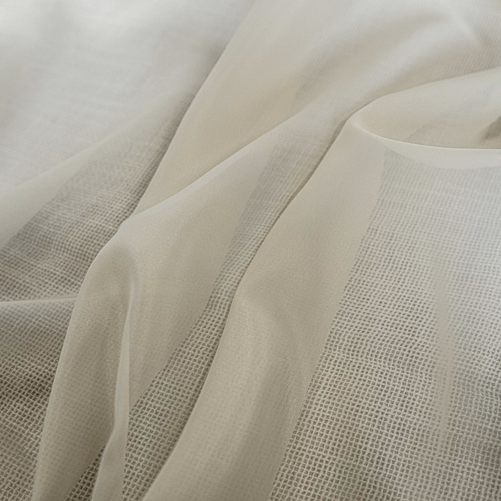 Warm ivory Whisper fabric with fine open gauze weave in soft folds