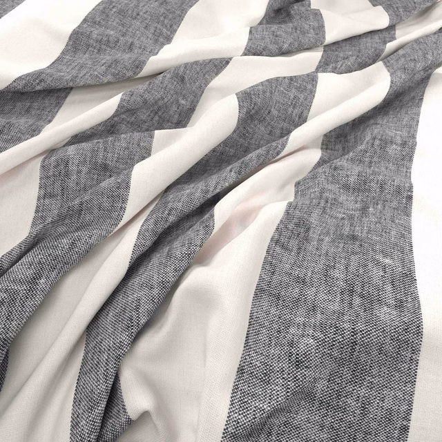 Charcoal-grey and ivory woven bands with a softly crumpled, fine texture