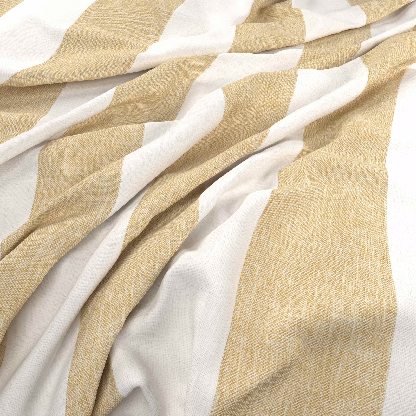 Warm straw and white broad stripes in a softly folded woven cloth
