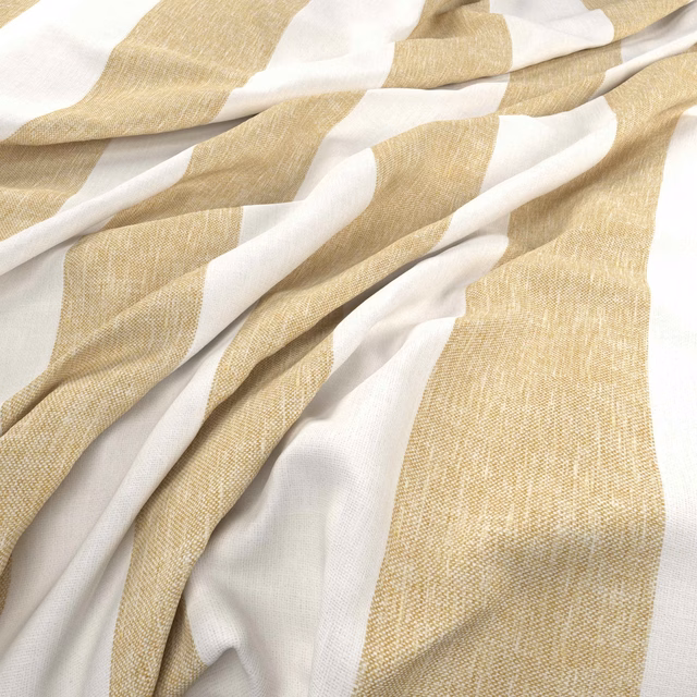 Warm straw and white broad stripes in a softly folded woven cloth
