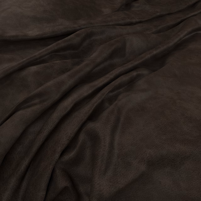 Deep cocoa-brown velvety fabric gathered into soft, low-sheen folds