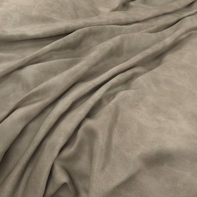 Mushroom taupe brushed fabric falling in soft, shadowed folds