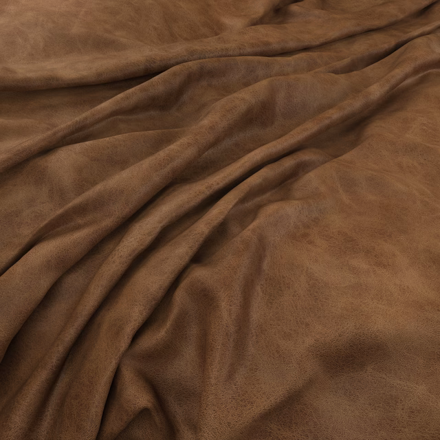 Warm tan-brown Yellowstone fabric with a softly mottled nap and deep draped folds