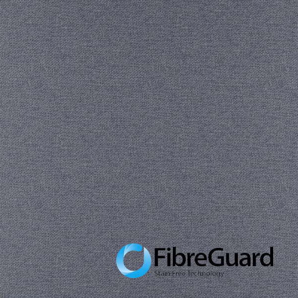 Close-up of finely woven dusky blue-grey Alberta upholstery fabric swatch