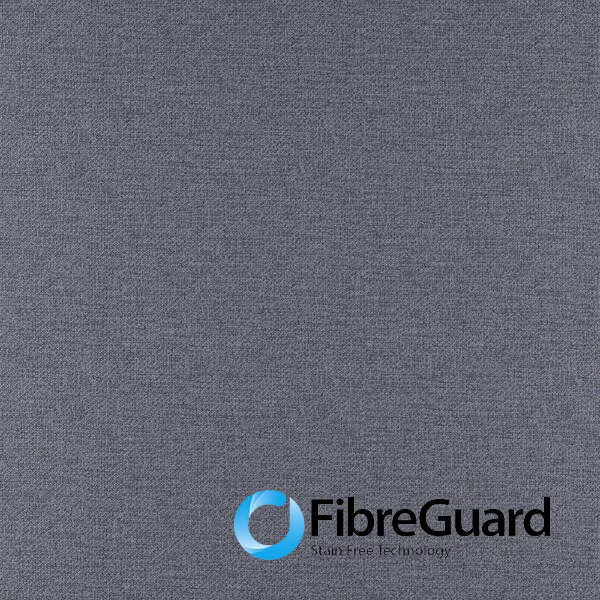 Close-up of finely woven dusky blue-grey Alberta upholstery fabric swatch