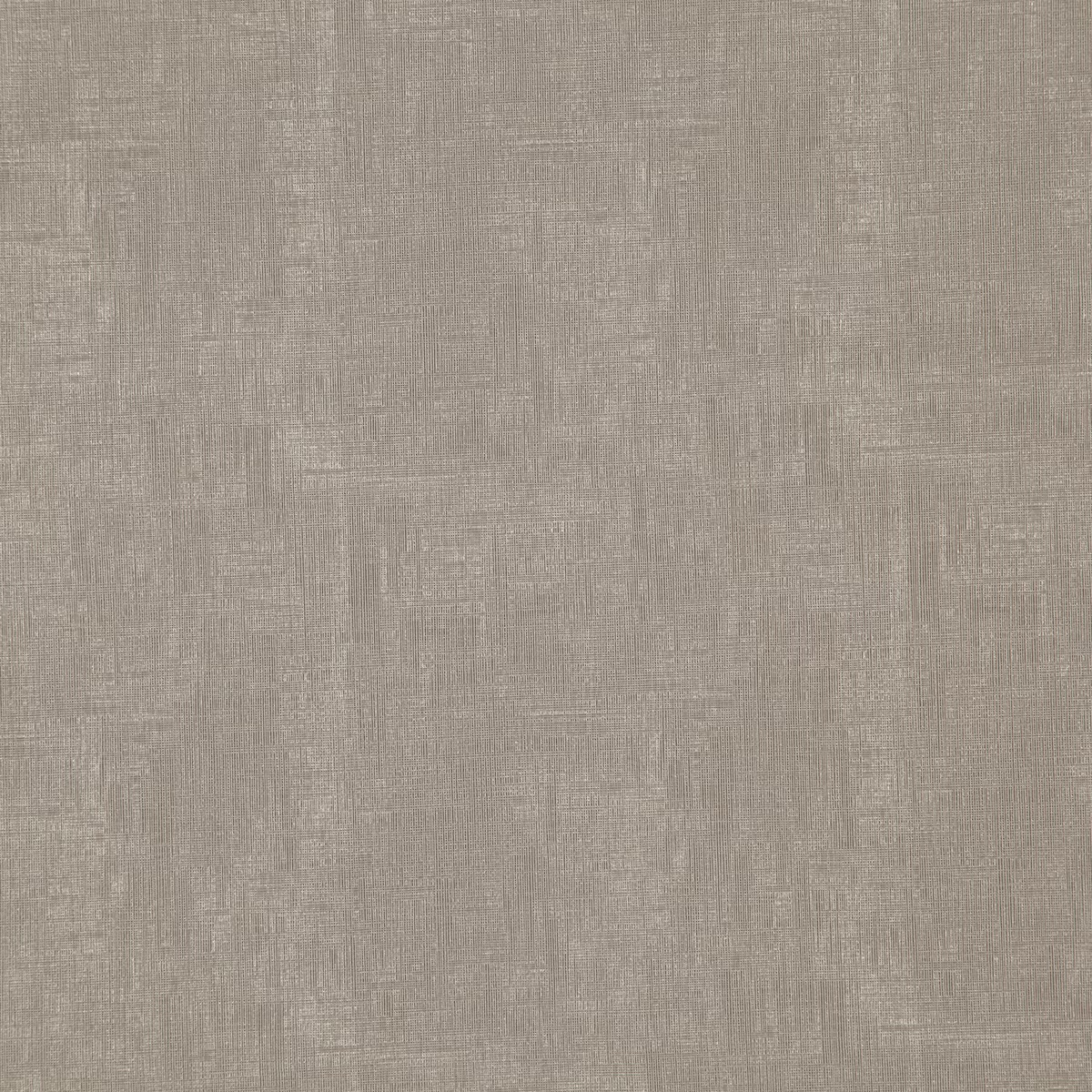 Close-up of muted taupe woven fabric with subtle chalky linear texture