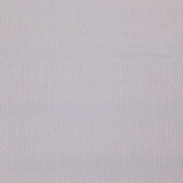 Cool lavender-grey fabric with tiny pale looped dots in a fine vertical weave