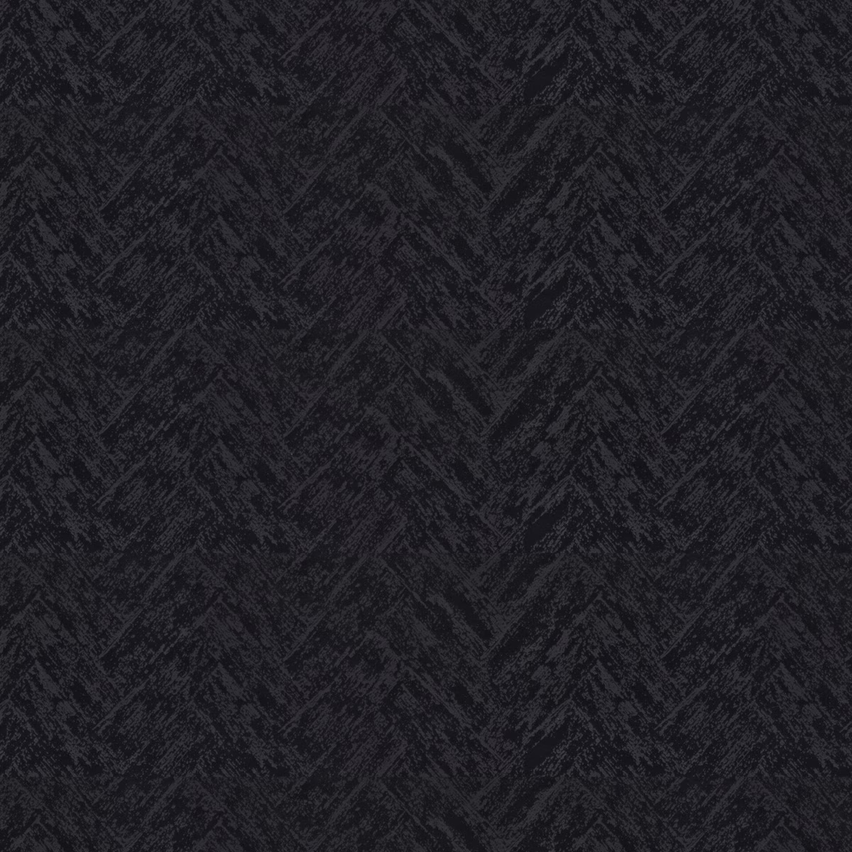 Near-black Onyx fabric with a broken charcoal chevron texture and distressed woven surface