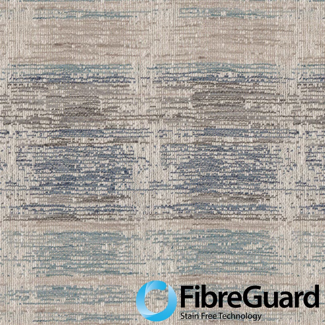 Muted blue-grey and pale aqua horizontal striations on a textured neutral weave