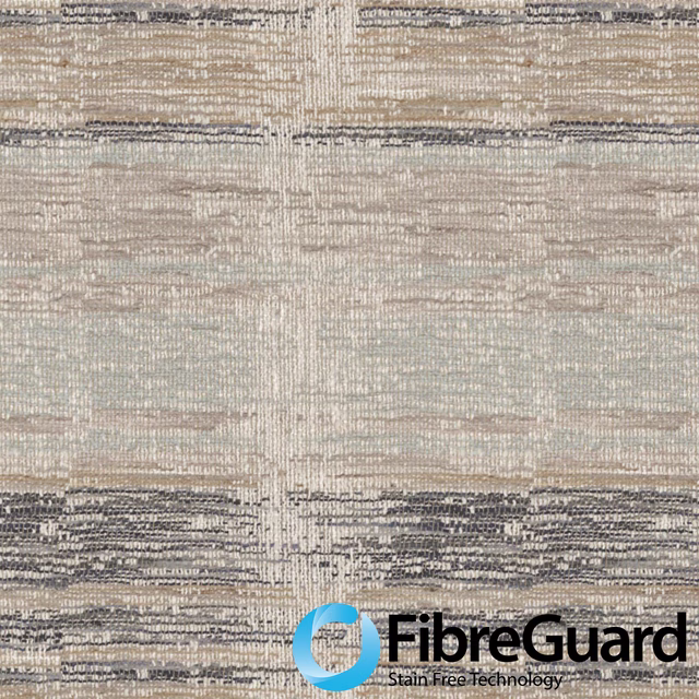 Storm grey woven fabric with pale taupe bands and distressed horizontal texture