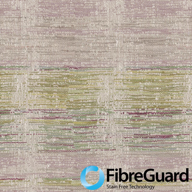 Pale taupe woven swatch with sage, olive and dusty mauve horizontal brushstroke bands.