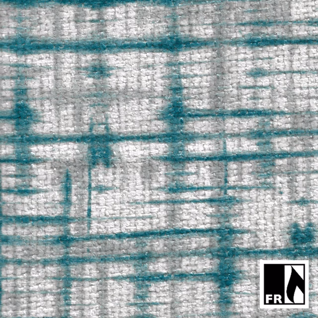 Pale grey woven texture with irregular cool teal linear grid marks