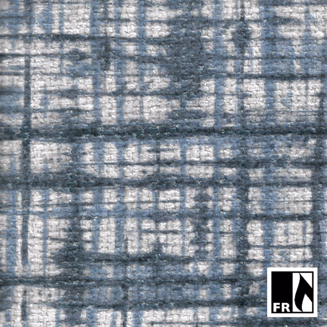 Blue-grey woven check with pale flecks and a softly distressed texture