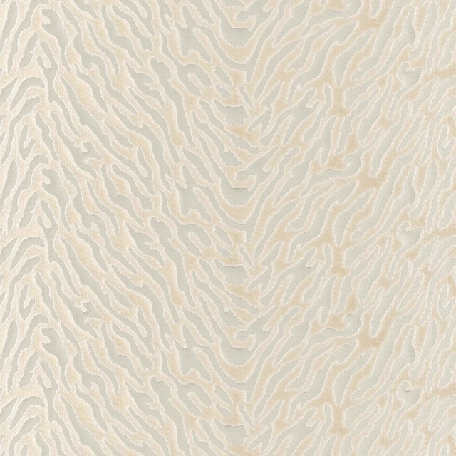 Pale Frost fabric with cream-edged, flowing organic lines over a cool blue-grey ground