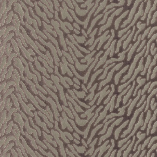 Warm taupe fabric with dark brown organic stripes and a softly textured surface