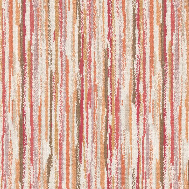 Textured cream fabric with irregular terracotta, pink, tan and brown vertical stripes