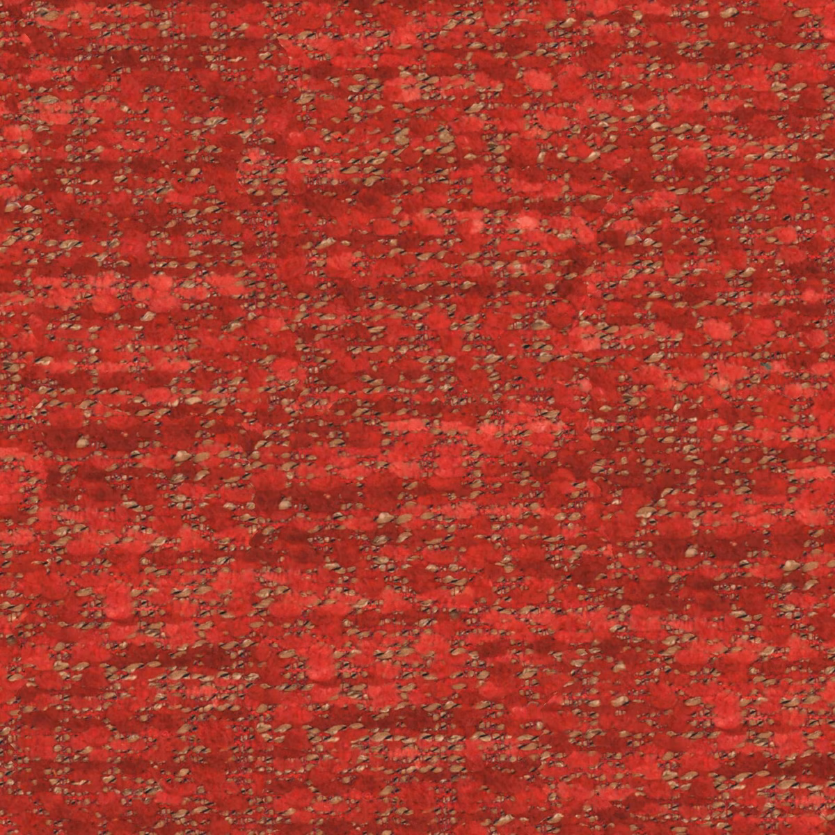 Deep strawberry-red woven fabric with taupe flecks and a nubby, irregular texture