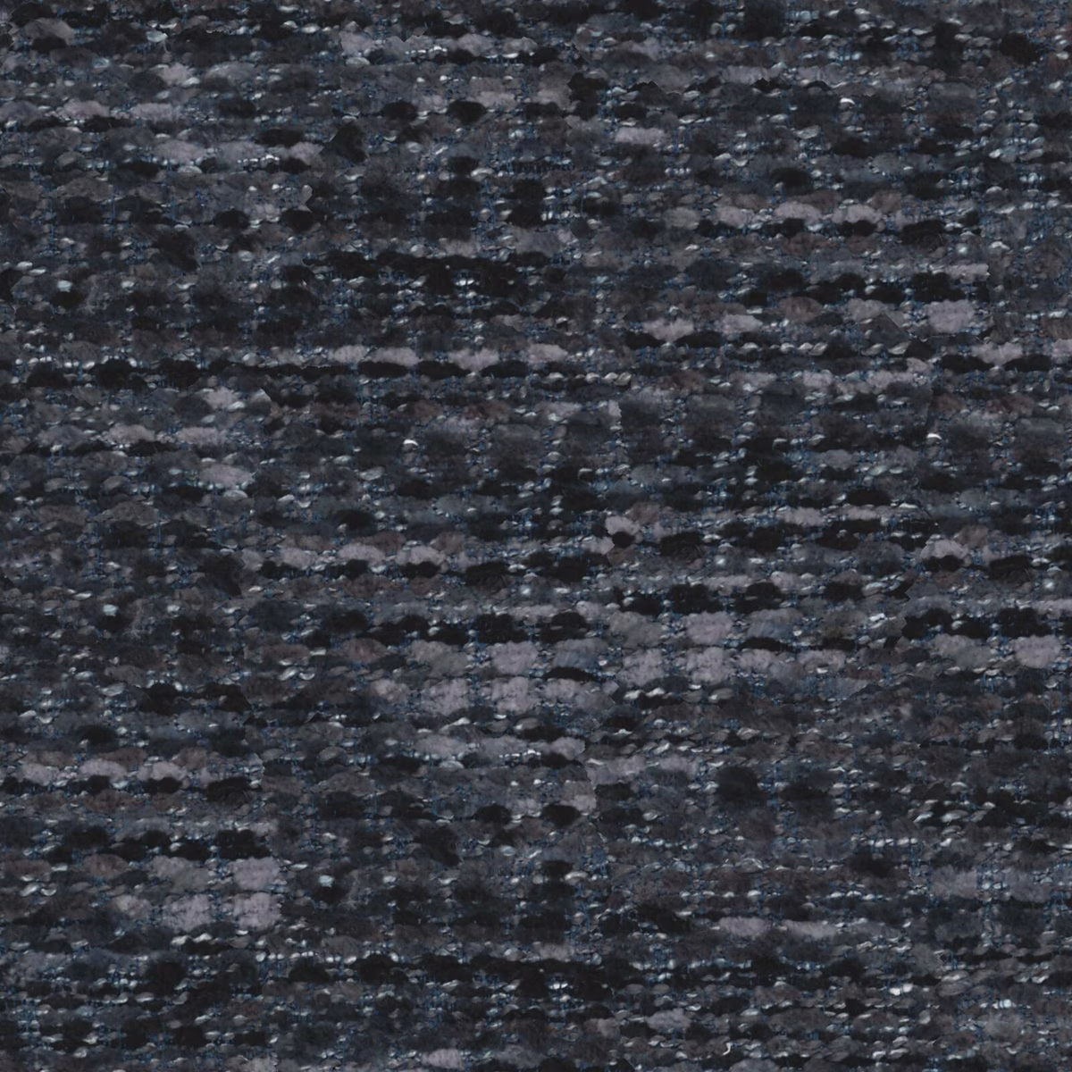Charcoal Bonbon fabric with blue-grey flecks and dense irregular woven texture
