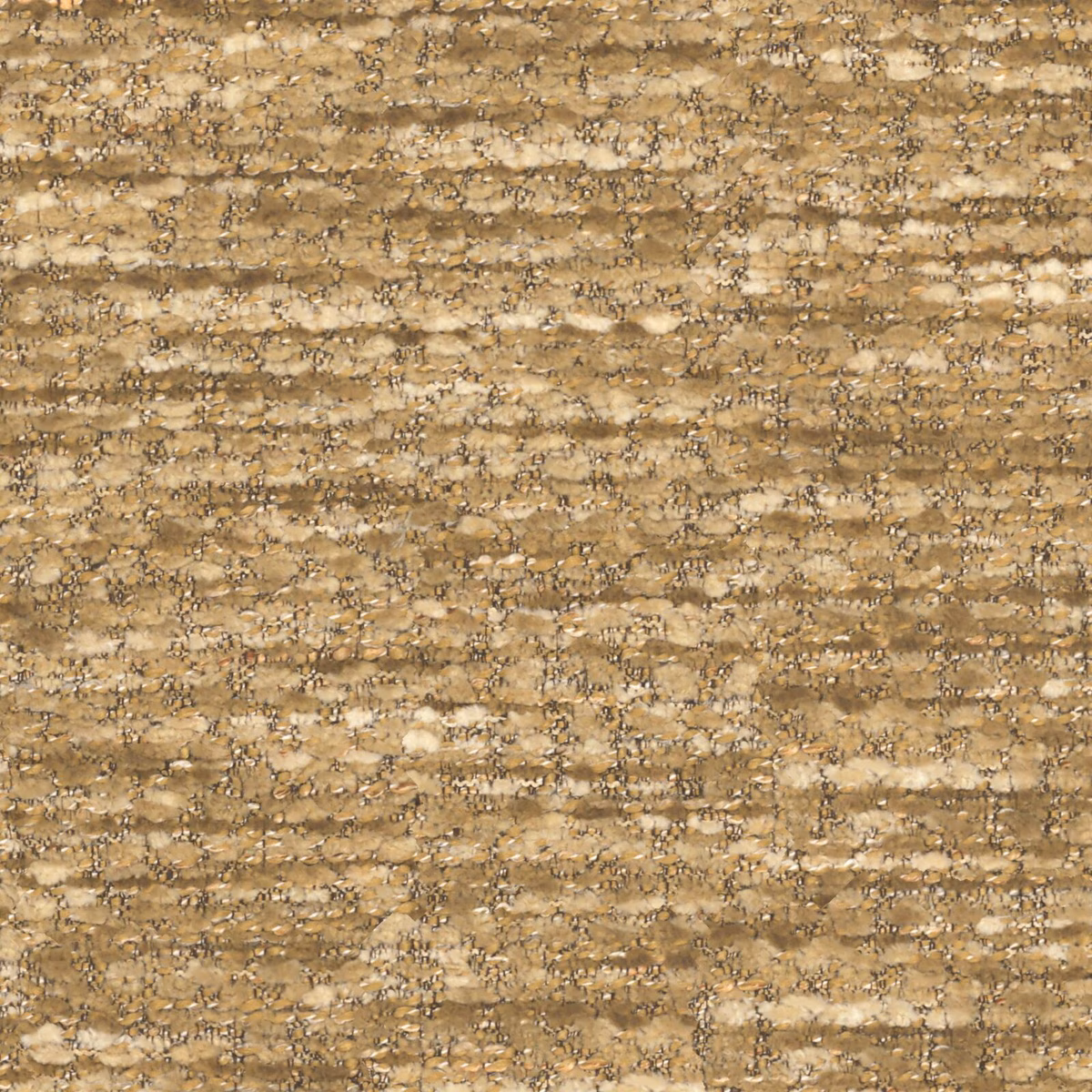 Warm caramel-brown textile with irregular horizontal slubs and flecked woven texture