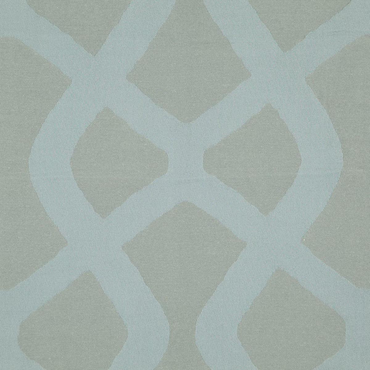 Muted blue-grey Bourges fabric with pale trellis diamonds and fine woven texture
