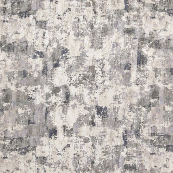 Pale grey Haze fabric with ivory, taupe and charcoal distressed block texture